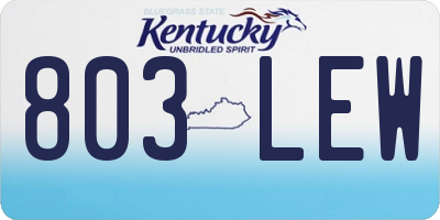 KY license plate 803LEW