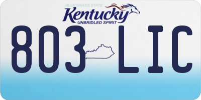KY license plate 803LIC