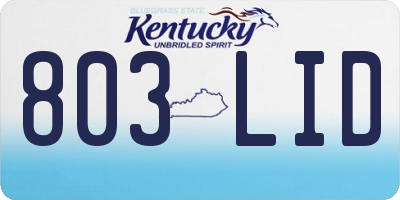 KY license plate 803LID