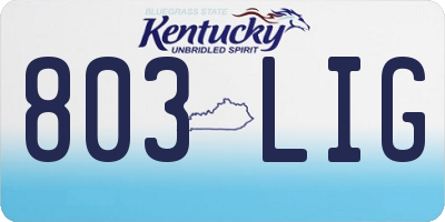 KY license plate 803LIG