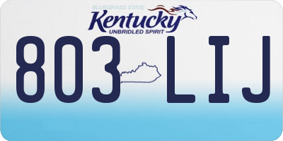 KY license plate 803LIJ
