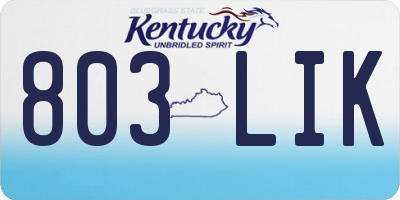 KY license plate 803LIK