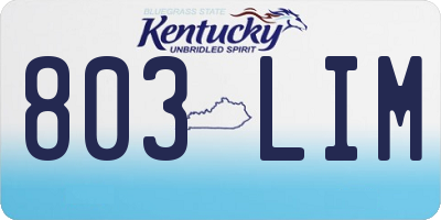 KY license plate 803LIM
