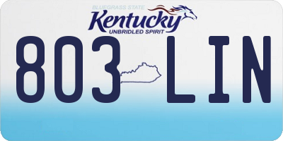 KY license plate 803LIN