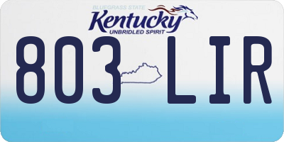 KY license plate 803LIR
