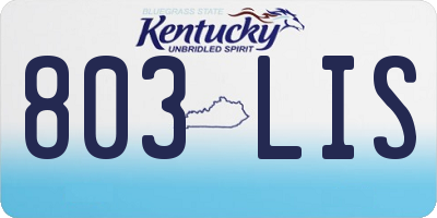 KY license plate 803LIS