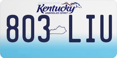 KY license plate 803LIU