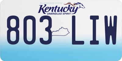 KY license plate 803LIW