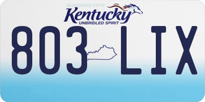 KY license plate 803LIX