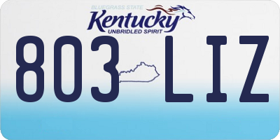 KY license plate 803LIZ