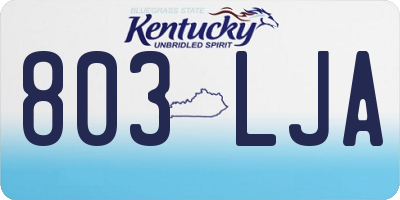 KY license plate 803LJA