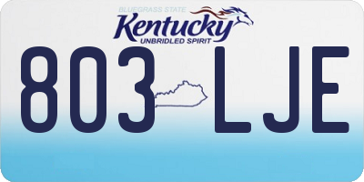 KY license plate 803LJE