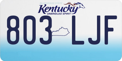 KY license plate 803LJF