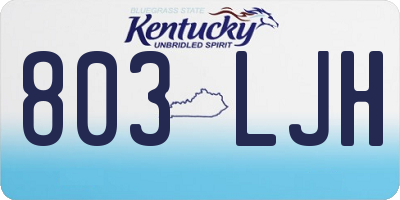 KY license plate 803LJH