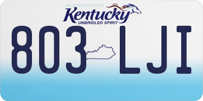 KY license plate 803LJI