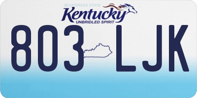 KY license plate 803LJK