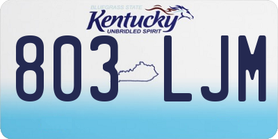 KY license plate 803LJM