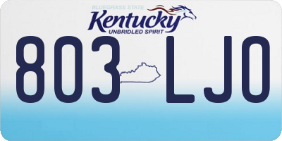 KY license plate 803LJO