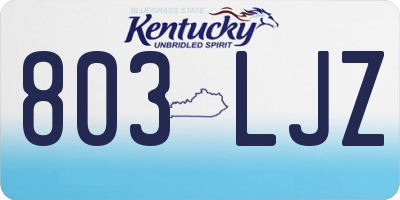 KY license plate 803LJZ