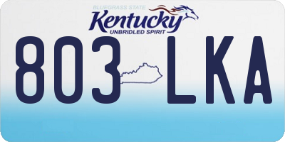 KY license plate 803LKA