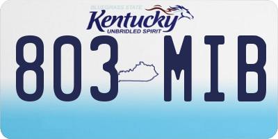 KY license plate 803MIB