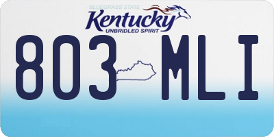KY license plate 803MLI