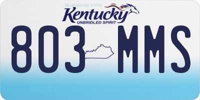 KY license plate 803MMS