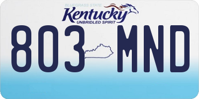 KY license plate 803MND