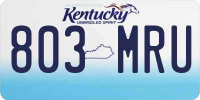 KY license plate 803MRU