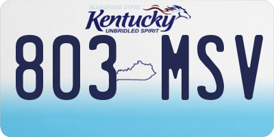 KY license plate 803MSV