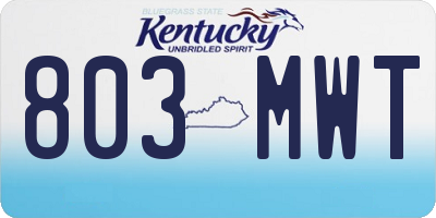 KY license plate 803MWT