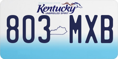 KY license plate 803MXB