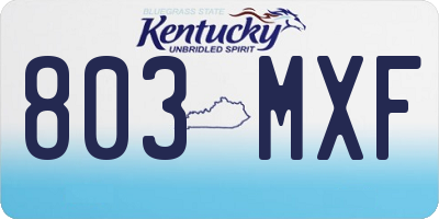 KY license plate 803MXF