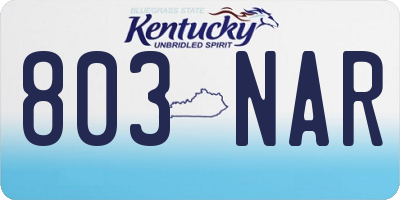 KY license plate 803NAR
