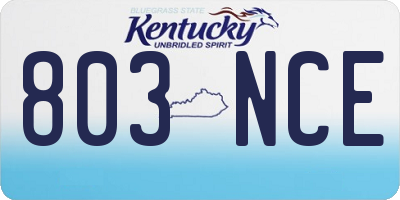 KY license plate 803NCE