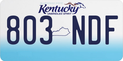 KY license plate 803NDF