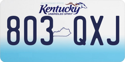 KY license plate 803QXJ