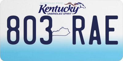KY license plate 803RAE