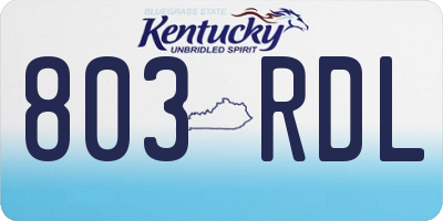KY license plate 803RDL
