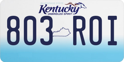 KY license plate 803ROI