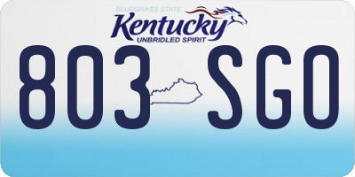 KY license plate 803SGO