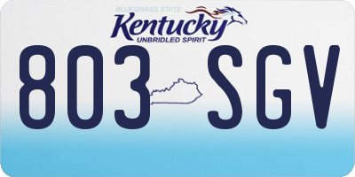 KY license plate 803SGV