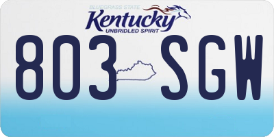 KY license plate 803SGW