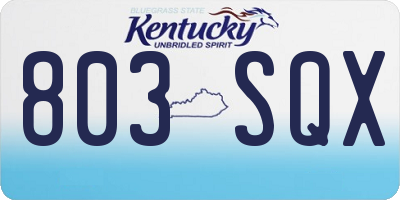 KY license plate 803SQX