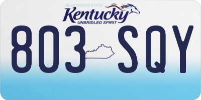 KY license plate 803SQY