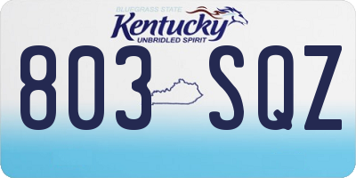 KY license plate 803SQZ