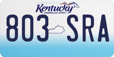 KY license plate 803SRA