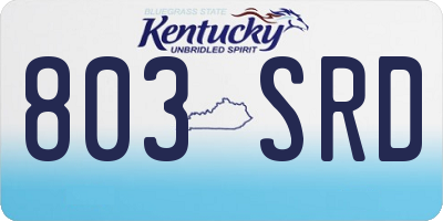 KY license plate 803SRD