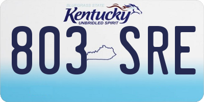 KY license plate 803SRE