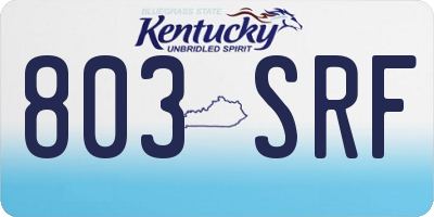 KY license plate 803SRF